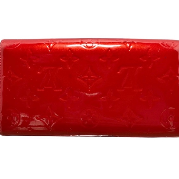 Louis Vuitton Candy Apple Red Patent Leather Vernis Wallet with Chain